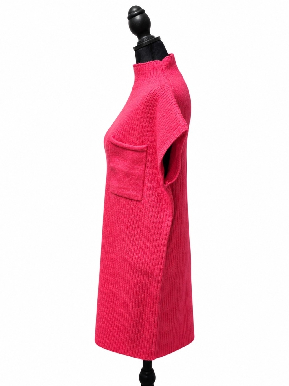 Hot Pink Knit Sweater Dress With Dolman Sleeves By Zenana - Picture 2 of 7